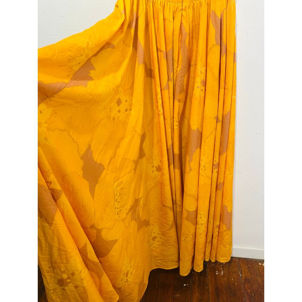 SLATE & WILLOW Yellow Orange Sunset Floral Strapless Pleated Dress size 10 - Picture 13 of 16